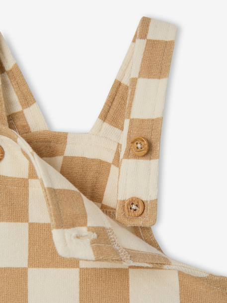 Salopette courte bébé molleton imprimé carreaux beige - vertbaudet enfant 
