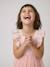 Robe cérémonie fille satin de coton à volants blanc+écru+rose pâle+vert sauge - vertbaudet enfant 