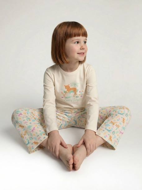 Set van 2 korte pyjama's met korte mouwen voor meisjes ecru - vertbaudet enfant 