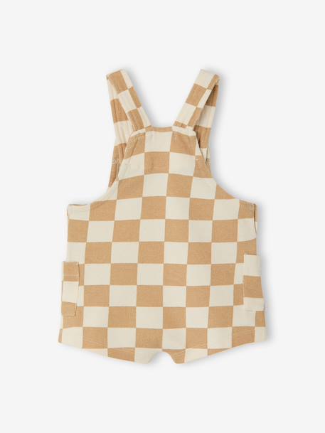 Salopette courte bébé molleton imprimé carreaux beige - vertbaudet enfant 