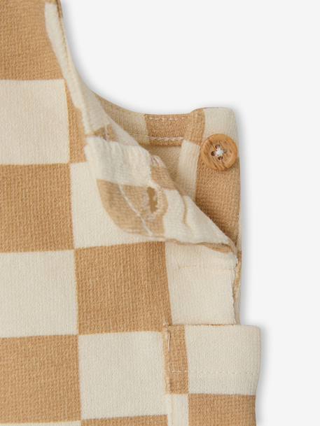 Salopette courte bébé molleton imprimé carreaux beige - vertbaudet enfant 