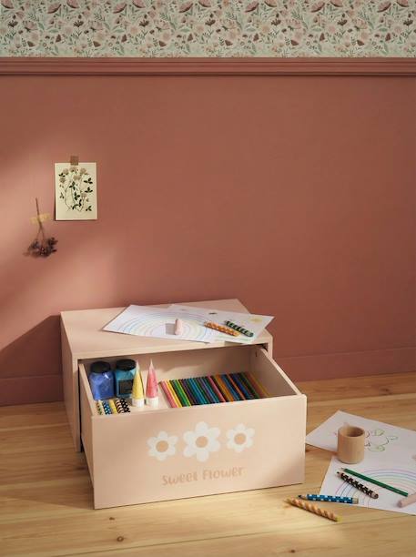 Activiteitentafel met opbergkoffer beige+rozen - vertbaudet enfant 