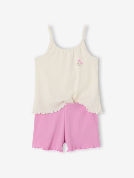 Lot de 2 pyjashort fleurs côtelés écru - vertbaudet enfant 