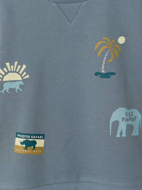 Sweat col rond manches longues bleu grisé - vertbaudet enfant 