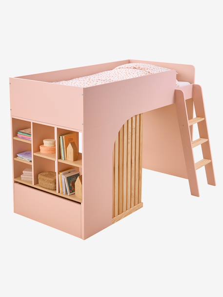 Lit mezzanine enfant avec rangement Playful blanc+rose+vert - vertbaudet enfant 