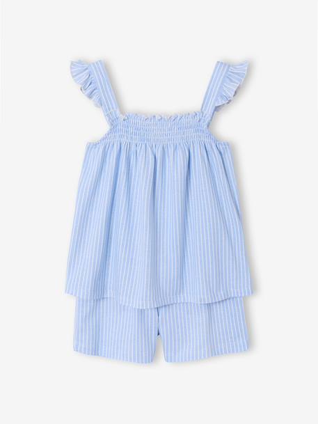 Pyjashort bretelle fille coton bleu ciel - vertbaudet enfant 