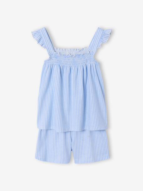 Fille-Pyjama, surpyjama-Pyjashort bretelle fille coton