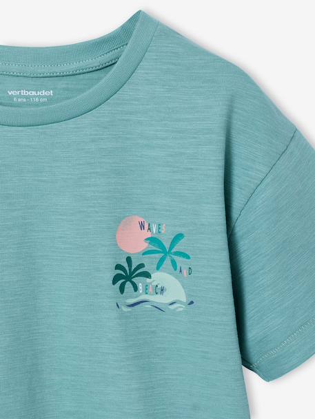 T-shirt garçon maxi motif dos écru+vert sauge - vertbaudet enfant 