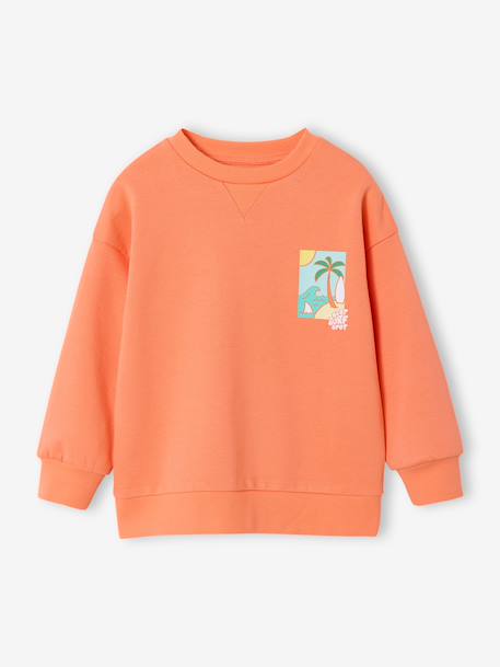 Sweater met ronde hals en lange mouwen blauwgroen+lichtgeel+mango - vertbaudet enfant 