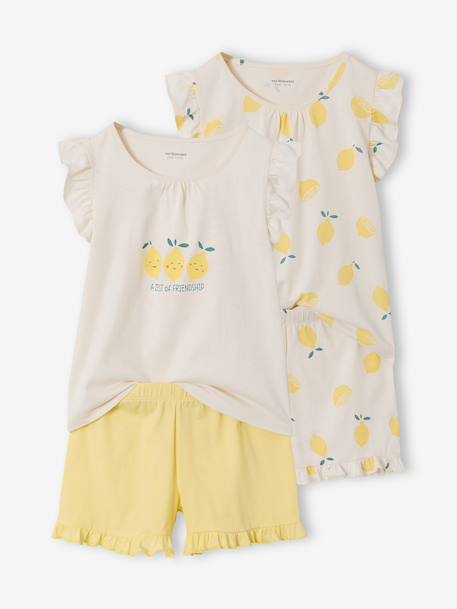 Fille-Lot 2 pyjashort manches courtes