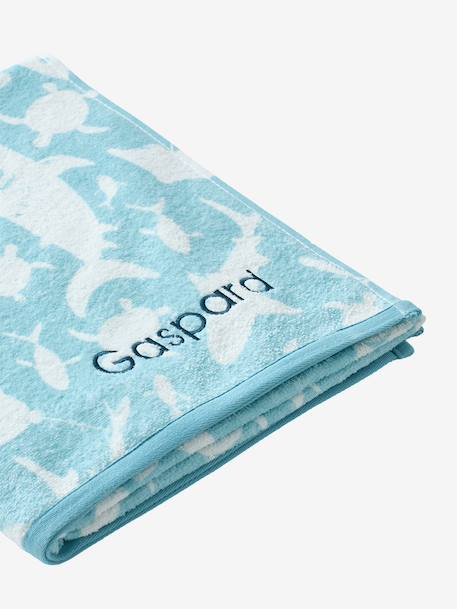 Serviette de bain / plage personnalisable, avec coton recyclé bleu imprimé+mauve+menthe+rayé bleu - vertbaudet enfant 