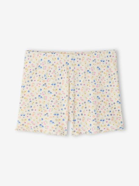 Lot de 2 pyjashort fleurs côtelés écru - vertbaudet enfant 