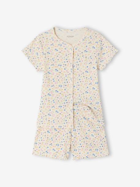 Lot de 2 pyjashort fleurs côtelés écru - vertbaudet enfant 