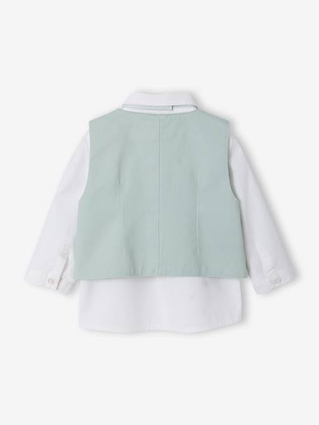Babyset overhemd, gilet en vlinderdas saliegroen - vertbaudet enfant 