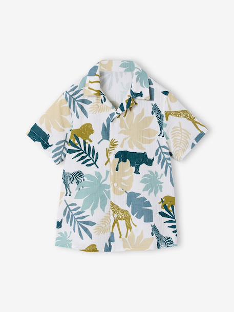 Chemise manches courtes blanc imprimé - vertbaudet enfant 