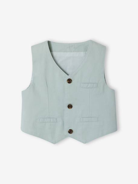 Ensemble chemise gilet nœud papillon bébé vert sauge - vertbaudet enfant 