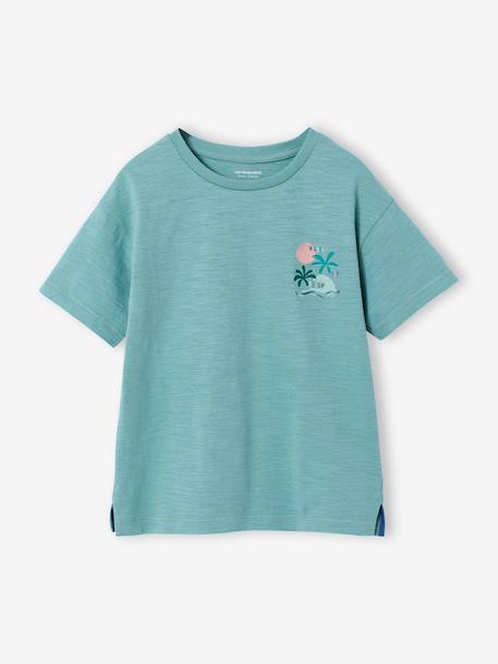 Jongensshirt met maxi motief op de achterkant saliegroen - vertbaudet enfant 