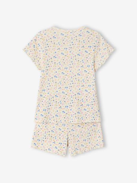 Lot de 2 pyjashort fleurs côtelés écru - vertbaudet enfant 