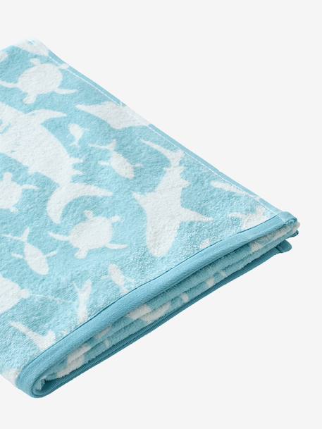 Serviette de bain / plage personnalisable, avec coton recyclé bleu imprimé+mauve+menthe+rayé bleu - vertbaudet enfant 
