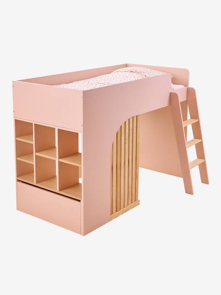 Hoogslaper voor kinderen met opbergruimte Playful groen+rozen+wit - vertbaudet enfant 