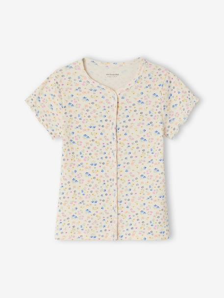 Lot de 2 pyjashort fleurs côtelés écru - vertbaudet enfant 