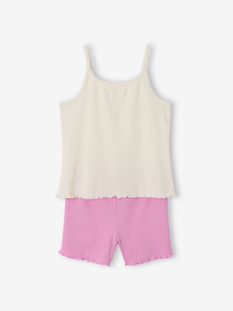 Lot de 2 pyjashort fleurs côtelés écru - vertbaudet enfant 