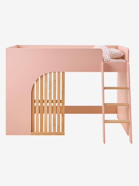 Lit mezzanine enfant avec rangement Playful blanc+rose+vert - vertbaudet enfant 