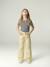 Pantalon large fille poches cœur jaune pâle+rose poudré - vertbaudet enfant 