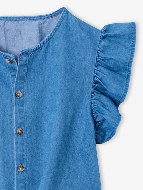 Denim blouse met volantmouwen lichtblauw - vertbaudet enfant 