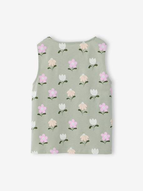 T-shirt sans manches écru+vert sauge - vertbaudet enfant 