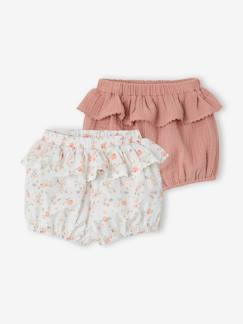 -Set van 2 katoenen bloomershorts voor babymeisjes