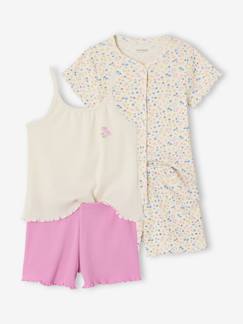 -Lot de 2 pyjashort fleurs côtelés