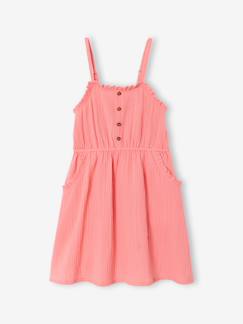 -Robe à bretelles fille en gaze de coton 