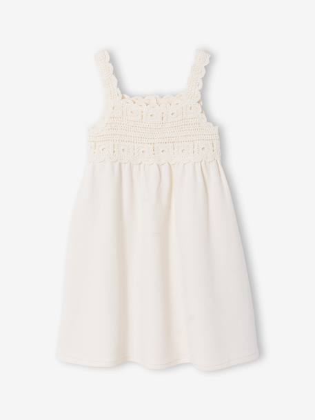 Robe fille crochet bretelles écru - vertbaudet enfant 