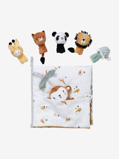 Livre bébé d'éveil + peluches TANZANIE blanc - vertbaudet enfant 