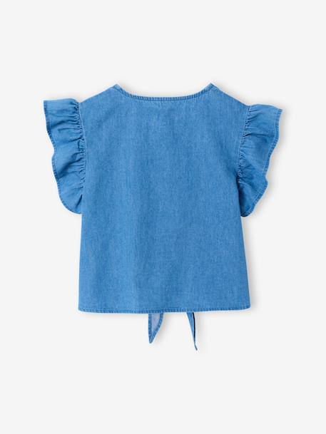 Blouse denim manches volantées bleu clair - vertbaudet enfant 