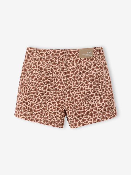 Bedrukte twill short voor meisjes beige - vertbaudet enfant 