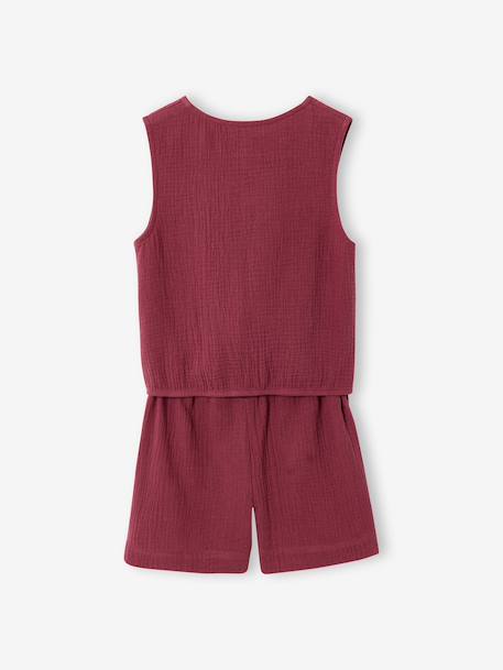 Ensemble short top fille gaze coton terracotta - vertbaudet enfant 