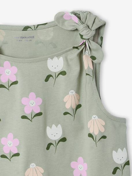 T-shirt sans manches écru+vert sauge - vertbaudet enfant 