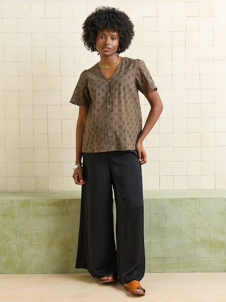 Pantalon fluide et large de grossesse bleu jean+noir+olive - vertbaudet enfant 