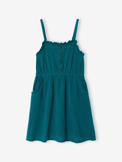 -Robe à bretelles fille en gaze de coton 