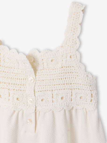 Robe fille crochet bretelles écru - vertbaudet enfant 