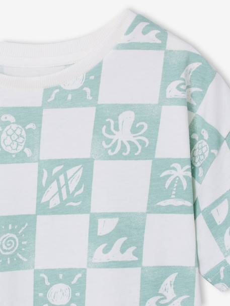 T-shirt manches courtes blanc+vert d'eau - vertbaudet enfant 
