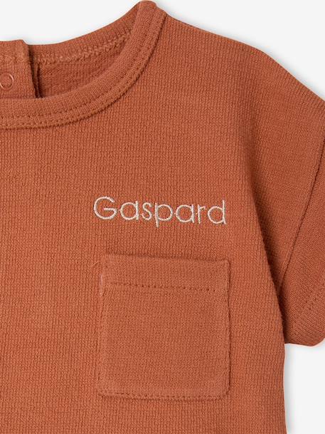 Set met short en T-shirt om te personaliseren hazelnoot+saliegroen - vertbaudet enfant 