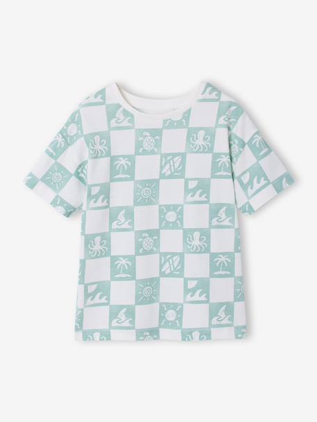 T-shirt manches courtes blanc+vert d'eau - vertbaudet enfant 