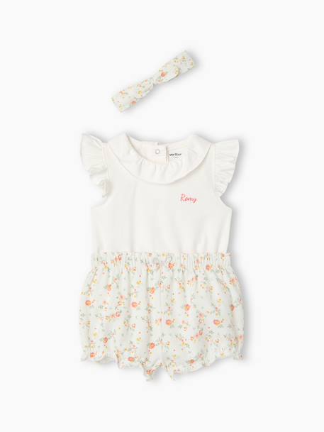 Set voor baby's met romper short en hoofdband ecru - vertbaudet enfant 