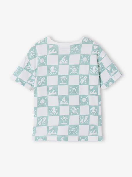 T-shirt manches courtes blanc+vert d'eau - vertbaudet enfant 