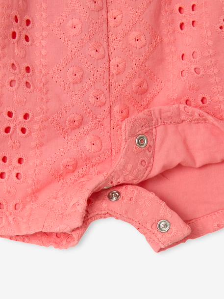 Combishort babymeisje met borduurwerk felblauw+snoepjesroze - vertbaudet enfant 