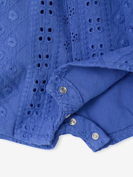 Combishort babymeisje met borduurwerk felblauw+snoepjesroze - vertbaudet enfant 