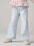 Wijde meisjesjeans blauw+denimgrijs+gebleekt denim+middenblauw+ongewassen denim+stone+zwart denim - vertbaudet enfant 